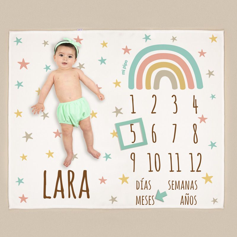 Manta cumplemeses personalizada Arco Iris - Nanetes